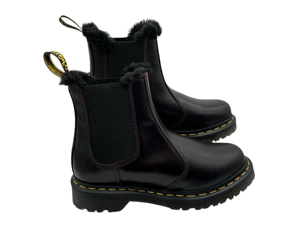 NEW Womens Dr. Martens LEONORE 2976 Faux Fur Lined Dark Cherry Boots Size 5